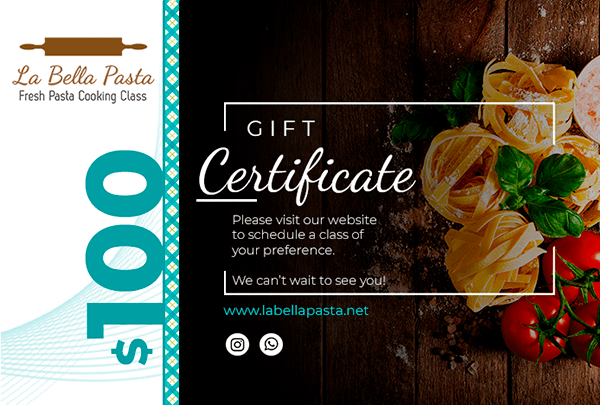 La Bella Pasta $100 gift certificate