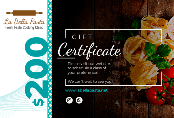 La Bella Pasta $200 gift certificate